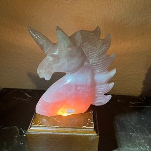 Large genuine rose quartz unicorn sculpture